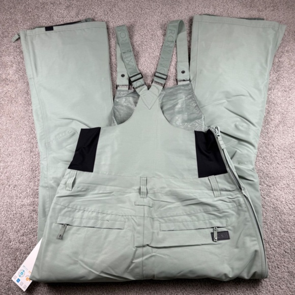 Roxy NEW Rideout Technical Snow Bib Pants Lily Pad Winter Overalls Women's Large - Picture 4 of 6